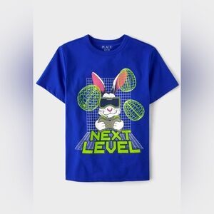 NWT The Children’s Place Boys Easter Bunny Gamer Graphic Tee Blue Large 10/12